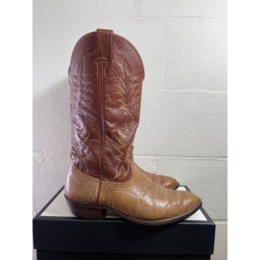Nocona Boot Brown Leather‎ Western Cowboy Boots Pull On Men's Size 9 EE